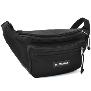 1円 ◆極美品 BALENCIAGA バレンシアガ ボディバッグ エクスプローラーベルトバッグ 482389 キャンバス ブラック◆E.Cmue.tI-06