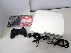 9316R◎SONY PS3 CECH-2500B プレステ3本体 ホワイト ソフト2点・ワイヤレスコントローラーDUALSHOCK3セット◎中古