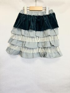 【送料込】ShirleyTemple シャーリーテンプル スカート 130cm 水色×オフホワイト×ネイビー 日本製 ウエストゴム フリル 女の子 s3407052