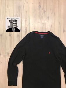 POLO RALPH LAUREN ラルフローレン サーマルロンT Lサイズ 長袖Tシャツ ポロ Ralphブラック ユーズド 古着