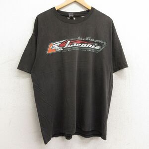 XL/古着 半袖 Tシャツ メンズ 00s ラコニア 馬 バイクウィーク ボロ 大きいサイズ コットン クルーネック 黒 ブラック 24jul22 中古