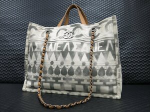 ◆美品◆CHANEL シャネル◆キャンバス レザー 本革◆2way ハンド バッグ チェーンショルダー◆生成り ベージュ SV金具◆ココマーク◆A8149