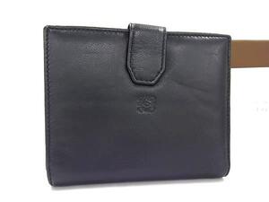 1円 ■美品■ LOEWE ロエベ アナグラム ナッパレザー 二つ折り 財布 ウォレット 小銭入れ 札入れ メンズ レディース ブラック系 BJ6250