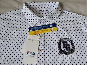 FILA GOLF フィラ ゴルフ 吸汗速乾 UV CUT ストレッチ ドット柄 ボタンダウン半袖ポロシャツ　LL　白