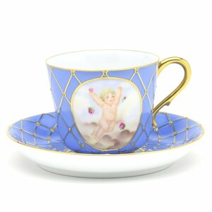 ヘレンド コーヒーカップ＆ソーサー フンボルト(ブルー)⑧ 手描き 磁器 洋食器 マスターペインターのサイン入り ハンガリー製 新品 Herend