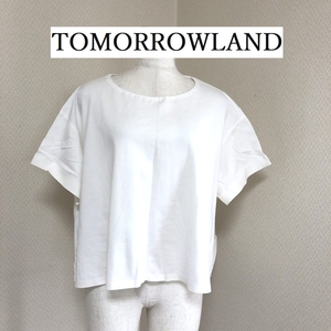 TOMORROWLAND トゥモローランド レディース Ｔシャツ 裾広がり 半袖 きれいめ ホワイト Ｓ 接触冷感