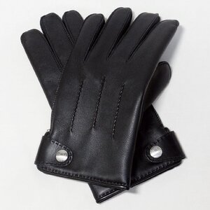 エルメス メンズ手袋 ユベール ブラック ラムスキン グローブ HERMES GANTS HOMME HUBERT AGNEAU GLACE NOIR