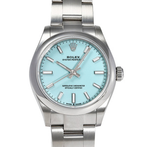 ロレックス ROLEX オイスターパーペチュアル 31 277200 ターコイズブルー/バー文字盤 新古品 腕時計 レディース