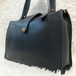 ◆希少 美品◆コーチ COACH トートバッグ ビジネスバッグ オールドコーチ ドイツホック 大容量 レザー ネイビー ゴールド メンズ ビジネス