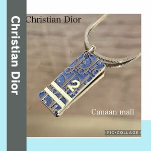 【美品】廃盤ChristianDior トロッターライン　ネックレス　（ブルー）　メンズネックレス