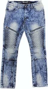 [並行輸入品] IMPERIOUS NEW YORK インペリオス DISTRESSED EFFECT スリム ストレートフィット デニムパンツ (ブルー) W34