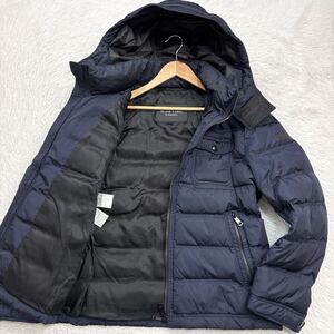 【極美品LLサイズ!!!】BURBERRY BLACK LABEL バーバリーブラックレーベル 2way ダウンジャケット 肩ロゴ 裏地 ロゴプリント メンズ