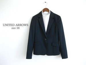 送料込☆UNITED ARROWS☆ジャケット☆テーラード☆NAVY☆38(M)☆ウール混☆大人ジャケット☆green label☆美品☆