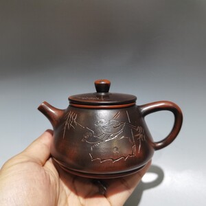 蔵友旧蔵出 紫砂壺 窯變石瓢壺 顧景舟款 原礦紫泥 茶道品 煎茶道具 文房賞物 希少珍品