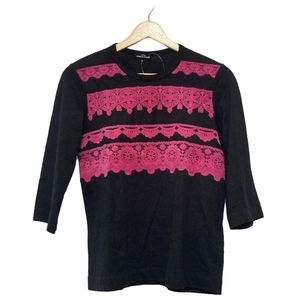 トリココムデギャルソン tricot COMMEdesGARCONS 七分袖Tシャツ サイズS - 黒×ピンク レディース クルーネック AD2012 トップス