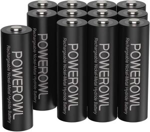 単3形12個パック POWEROWL 単3形充電式電池、2800mAh 大容量電池 1.2V ニッケル水素12個パック(約1200