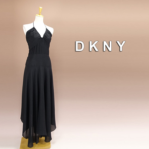 新品 DKNY 16/21号 ダナキャラン 黒 ロングワンピース パーティドレス ブラック 大きいサイズ 結婚式 二次会 披露宴 フォーマル 葵42Q1913