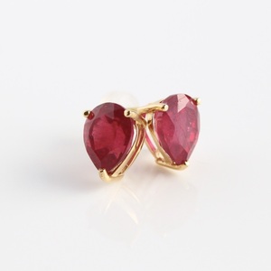 K18YG 大粒 3.00ct ルビー ピアス ペアシェイプ gold ruby earring