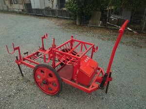 希少　珍品　手押し車　消防　レトロ　二輪車ベース　三重県から　当時物　アンティーク　オブジェ　金属製　大八車　消防用手押し車ベース