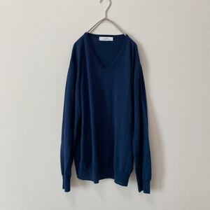 グリーンレーベルリラクシング 薄手ニット Vネック ネイビー Mサイズ アローズ　Vネックニット united arrows green label relaxing