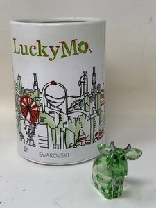 ◆美品 SWAROVSKI スワロフスキー 牛の置物 LUCKY MO クローバー てんとう虫 グリーン系 2012年限定 中古◆13075★