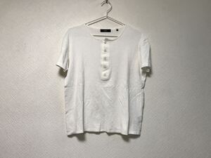 美品本物ジーノGinoコットンヘンリーネック半袖TシャツメンズサーフアメカジミリタリーストリートスケーターワークL白ホワイト48日本製