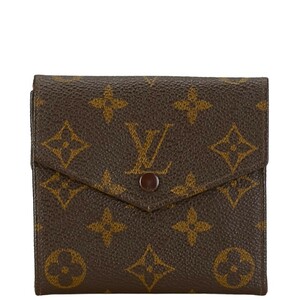 ルイ ヴィトン モノグラム ポルト モネ ビエ カルト クレディ 二つ折り財布 M61660 ブラウン PVC レザー LOUIS VUITTON 【中古】