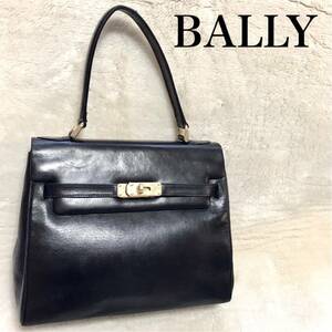 BALLY ケリー オールレザー ブラックフォーマル ハンドバッグ ゴールド金具 バリー