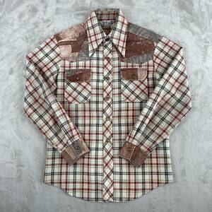 Vintage Gap Shirt Men Large Brown Plaid Snap Button 60s 70s Contrast Yoke Cuffs 海外 即決