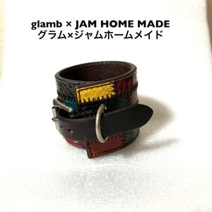 glamb × JAM HOME MADE＜グラム×ジャムホームメイド＞GAUDY BANGLE＜ガウディバングル＞中古古着バングル リストバンド 爬虫類レザー