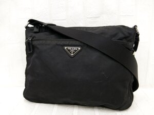 ◆美品◆PRADA プラダ◆三角ロゴプレート◆ナイロン カーフ レザー 本革◆ショルダー カメラ バッグ◆ブラック SV金具◆イタリア製◆A8862