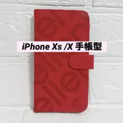 iPhone Xs /X 手帳型 スマホケース ワイヤレス充電対応(赤）