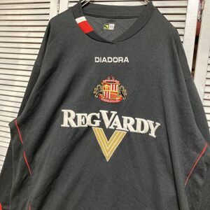 AUHM 1スタ 黒 サッカー Tシャツ 長袖 ロンT DIADORA ディアドラ 90s 00s ビンテージ 古着 卸 仕入れ kg