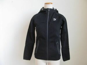 (49973)PUMA　プーマ　ジップ　パーカー　スウェット　内側フリース　ブラック　S　レディース　USED