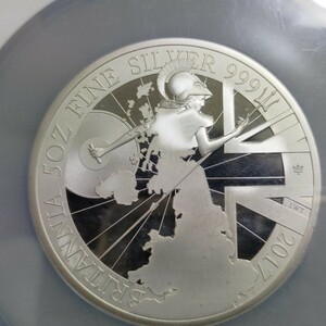 2017 イギリス PF70UCAM 最高鑑定ブリタニア 20周年 5オンス 10ポンド 銀貨 アンティーク コイン シルバー