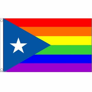 海外限定 国旗 プエルトリコ自治連邦区 虹 レインボーフラッグ LGBT 特大フラッグ