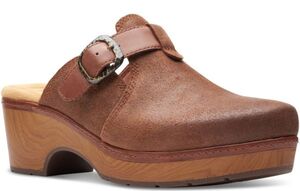 送料無料 Clarks 25.5cm ブラウン ミュール ヒール ローファー コンフォート フラット ヒール スニーカー レザー スリッポン AAA286