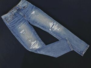 AMERICAN EAGLE アメリカンイーグル ダメージ加工 スキニー デニムパンツ size29/青 ■■ ☆ eba7 レディース