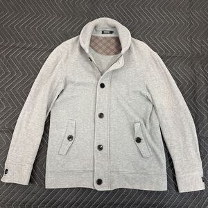 希少品■数回着用■バーバリーブラックレーベル■BURBERRY■ジッブアップ スウェット ジャケット ボーダー グレー■サイズ３■