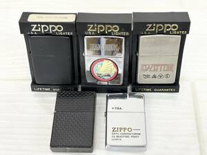 C503-T21-122▲ ZIPPO ジッポ 喫煙具 喫煙グッズ まとめ売り 5点 オイルライター シルバー ブラック柄あり 1998年製 その他 火花あり ⑥