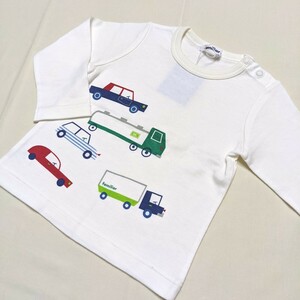 ☆WK14 新品 未使用 familia ファミリア 90 男の子 男子 長袖 Tシャツ カットソー 白 自動車 車