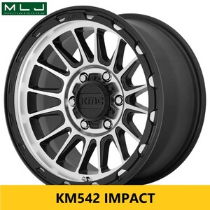 人気ＵＳオフ系! KMC KM542 IMPACT 8.0J×17in IS35 114.3 5H サテンブラックマシンド デリカD5 エクリプスクロス RAV4 に