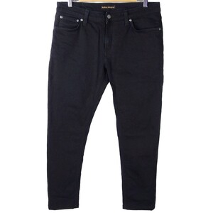 ■Nudie Jeans ヌーディージーンズ / SKINNY LIN スキニーリン BLACK BLACK / メンズ / ネイビー ストレッチ スキニー デニムパンツ W34