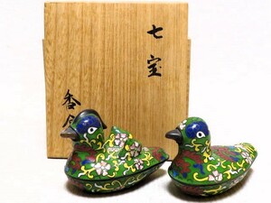 七宝香合 鴛鴦香合 香道具 茶道具 用心箱 時代