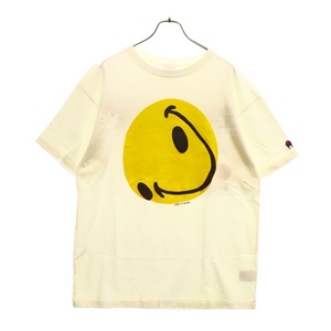 READY MADE レディメイド 21SS COLLAPSED FACE T-SHIRT RE-CO-WH-00-00-143 スマイルプリント クルーネック半袖Tシャツ ホワイト