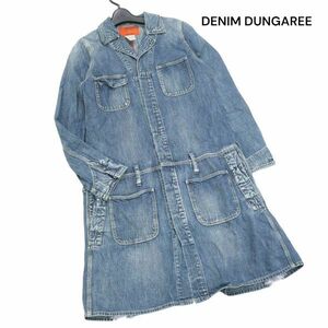 DENIM DUNGAREE デニム＆ダンガリー 通年 USED加工♪ 長袖 ワーク デニム ワンピース Sz.160　レディース 女の子　K3T01254_C#O