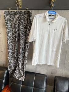 ミズノ GOLF 半袖シャツ パンツ　セット　シャツ 身幅56㎝　パンツ　ウエスト平置き45㎝　股下76㎝　素人計測の為誤差はご理解ください！