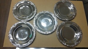 銀色の皿5枚