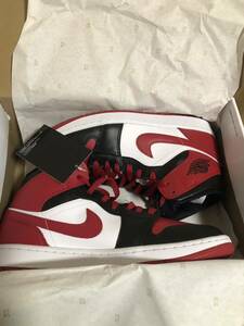 【新品未使用】28cm NIKE WMNS AIR JORDAN 1 MID Bred Toe ナイキ ウィメンズ エアジョーダン1 ミッド ブレッド トゥ 黒 白 赤 BQ6472-079