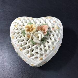 WA9 花細工 陶花 ポプリケース 小物入れ ヴィンテージ